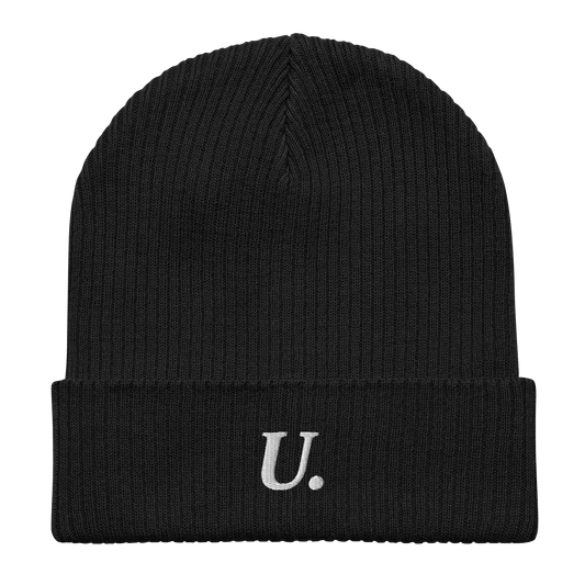 University Embroidered Ribbed Beanie